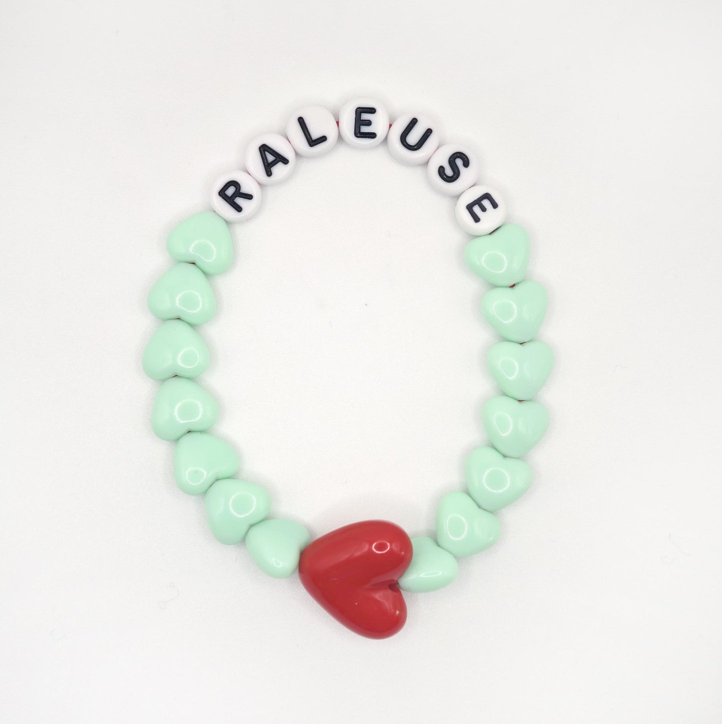 Bracelet GAGA - Menthe, Blanc & Maxi coeur Rouge