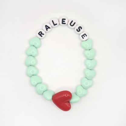 Bracelet GAGA - Menthe, Blanc & Maxi coeur Rouge