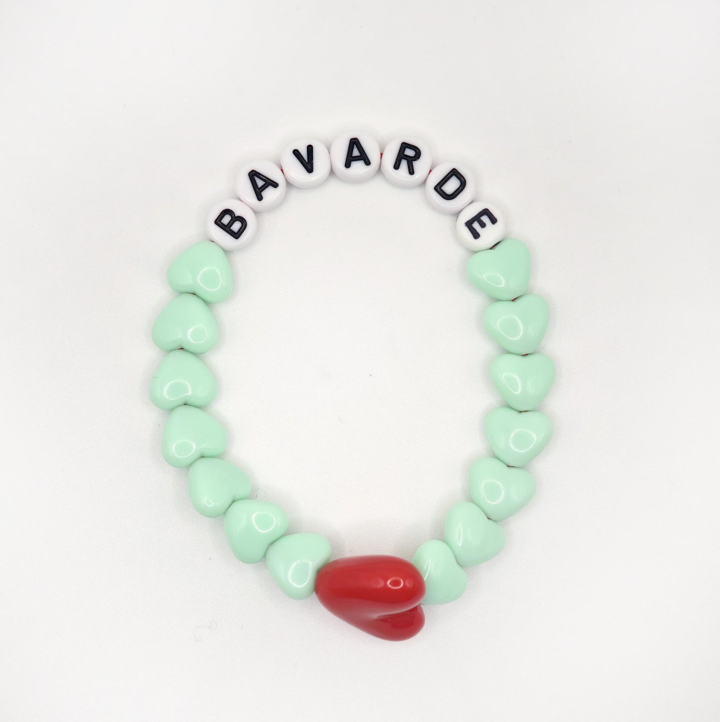 Bracelet GAGA - Menthe, Blanc & Maxi coeur Rouge