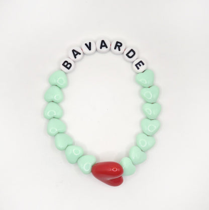Bracelet GAGA - Menthe, Blanc & Maxi coeur Rouge