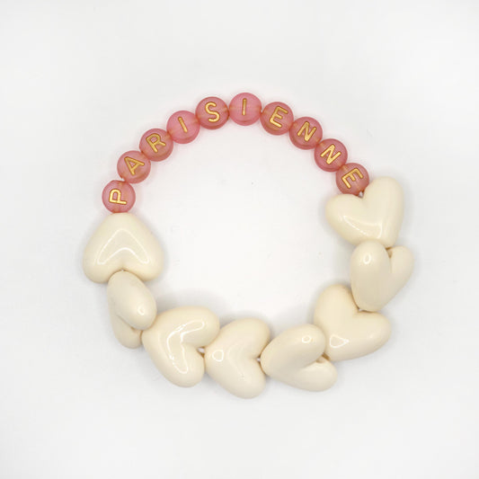 Bracelet GAGA - Full MAXI coeurs Beige & Terracotta doré