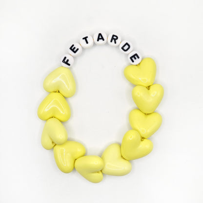 Bracelet GAGA - Full MAXI coeurs Jaune flashy & Blanc