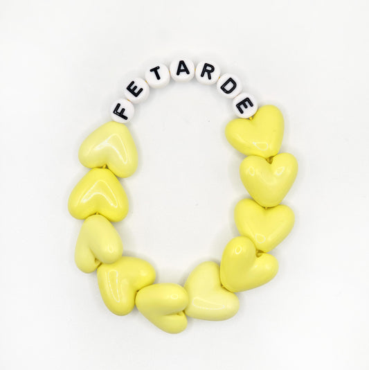 Bracelet GAGA - Full MAXI coeurs Jaune flashy & Blanc