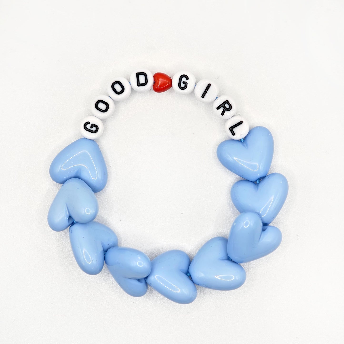 Bracelet GAGA - Full MAXI coeurs Bleu ciel & Blanc