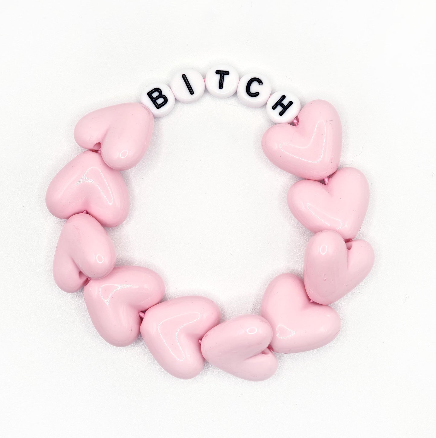 Bracelet GAGA - Full MAXI coeurs Rose pastel & Blanc