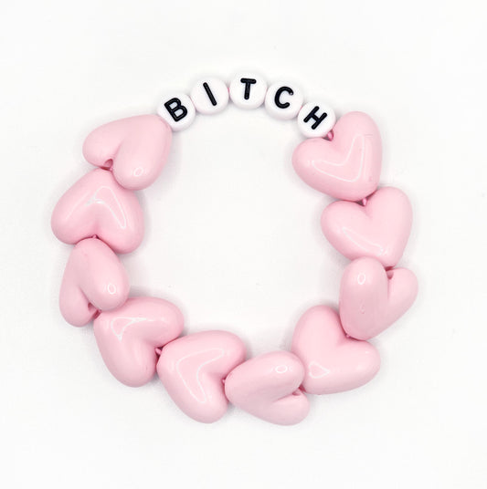 Bracelet GAGA - Full MAXI coeurs Rose pastel & Blanc