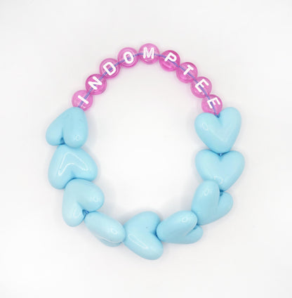 Bracelet GAGA - Full MAXI coeurs Bleu turquoise & Fuchsia