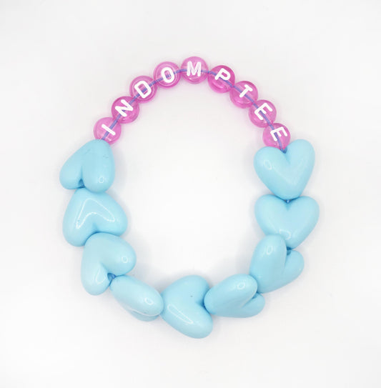 Bracelet GAGA - Full MAXI coeurs Bleu turquoise & Fuchsia