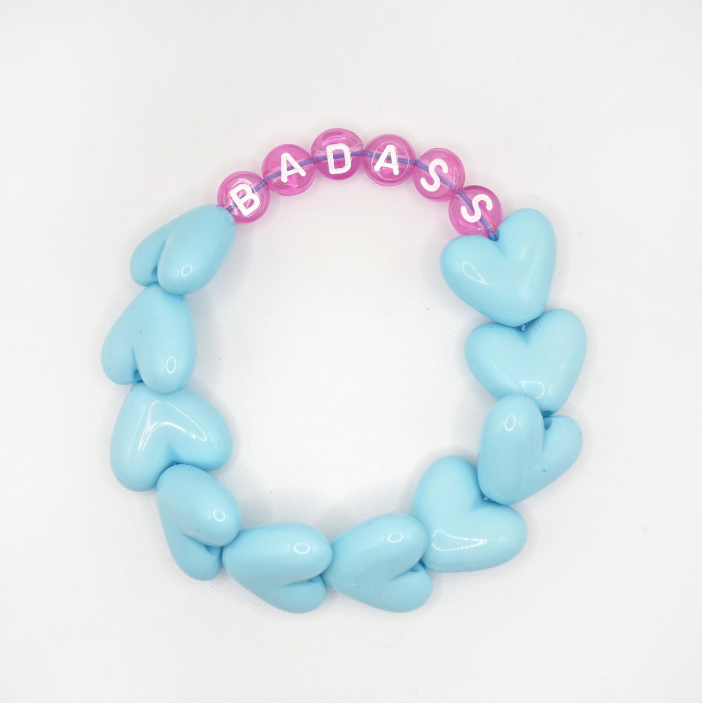 Bracelet GAGA - Full MAXI coeurs Bleu turquoise & Fuchsia