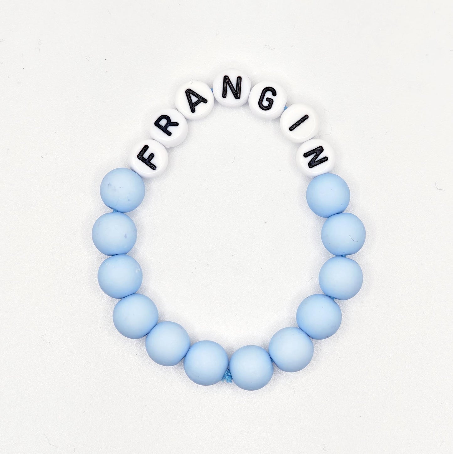 Bracelet GAGA - Bleu ciel mat, Blanc & Maxi coeur Rose