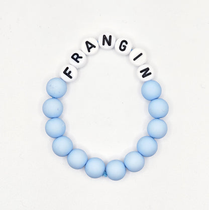 Bracelet GAGA - Bleu ciel mat, Blanc & Maxi coeur Rose