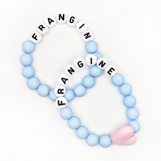 Duo de Bracelets - Bleu ciel, Blanc & Maxi cœur Rose (2 modèles enfants)
