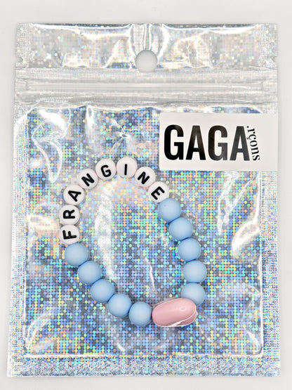 Bracelet GAGA - Bleu ciel mat, Blanc & Maxi coeur Rose