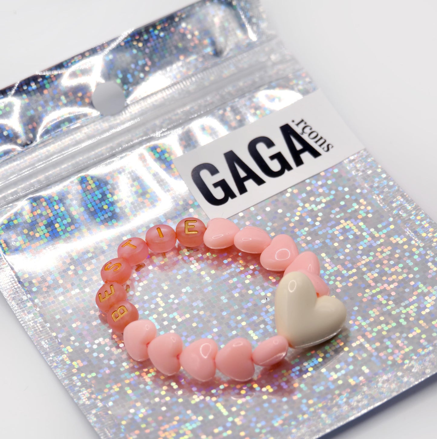 Bracelet GAGA - Candy, Terracotta doré & Maxi coeur Beige