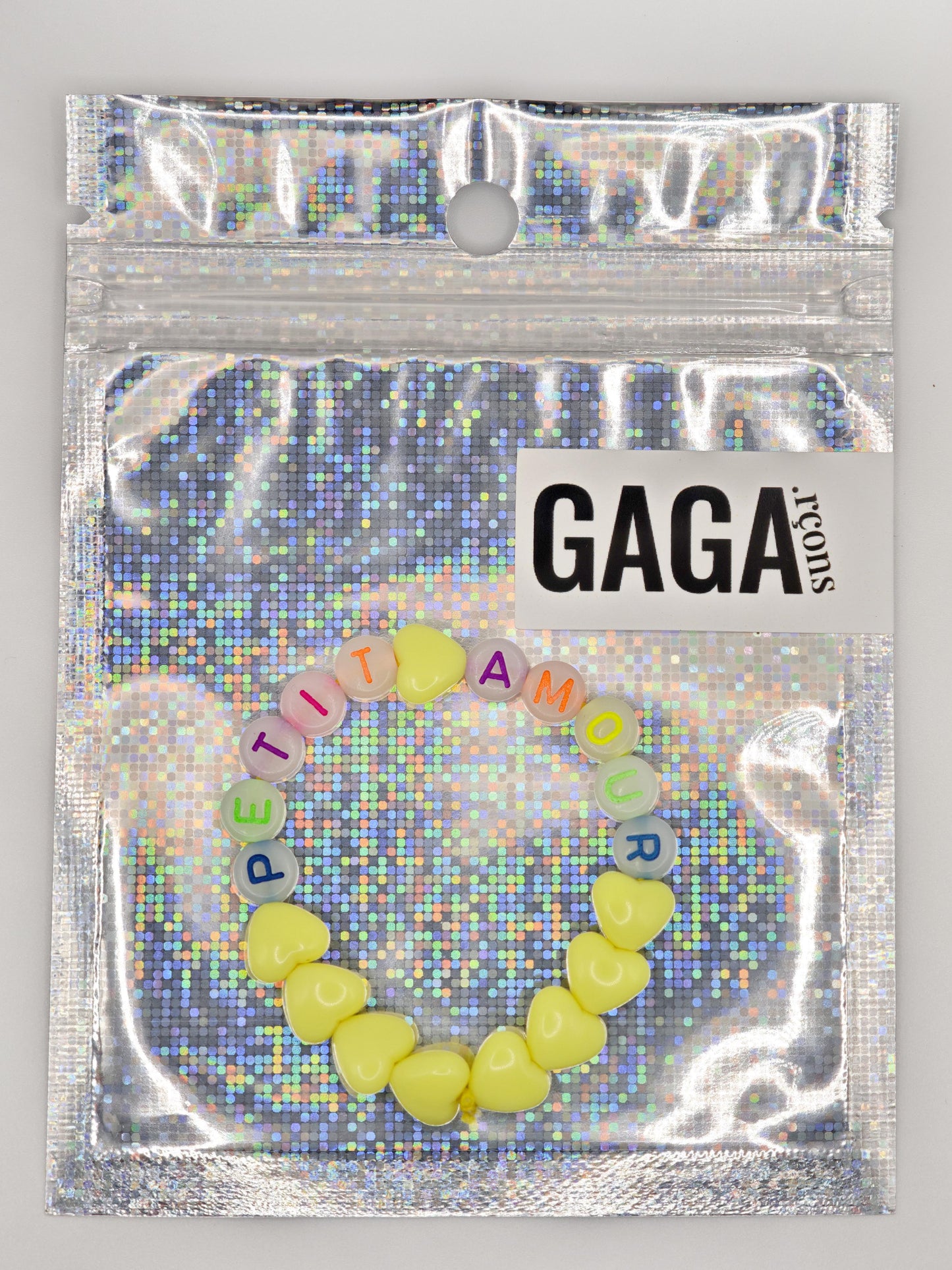 Bracelet GAGA - Jaune flashy & lettres phosphorescentes