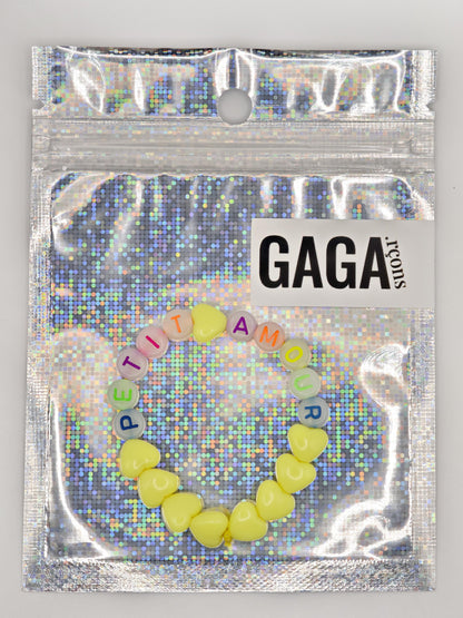Bracelet GAGA - Jaune flashy & lettres phosphorescentes