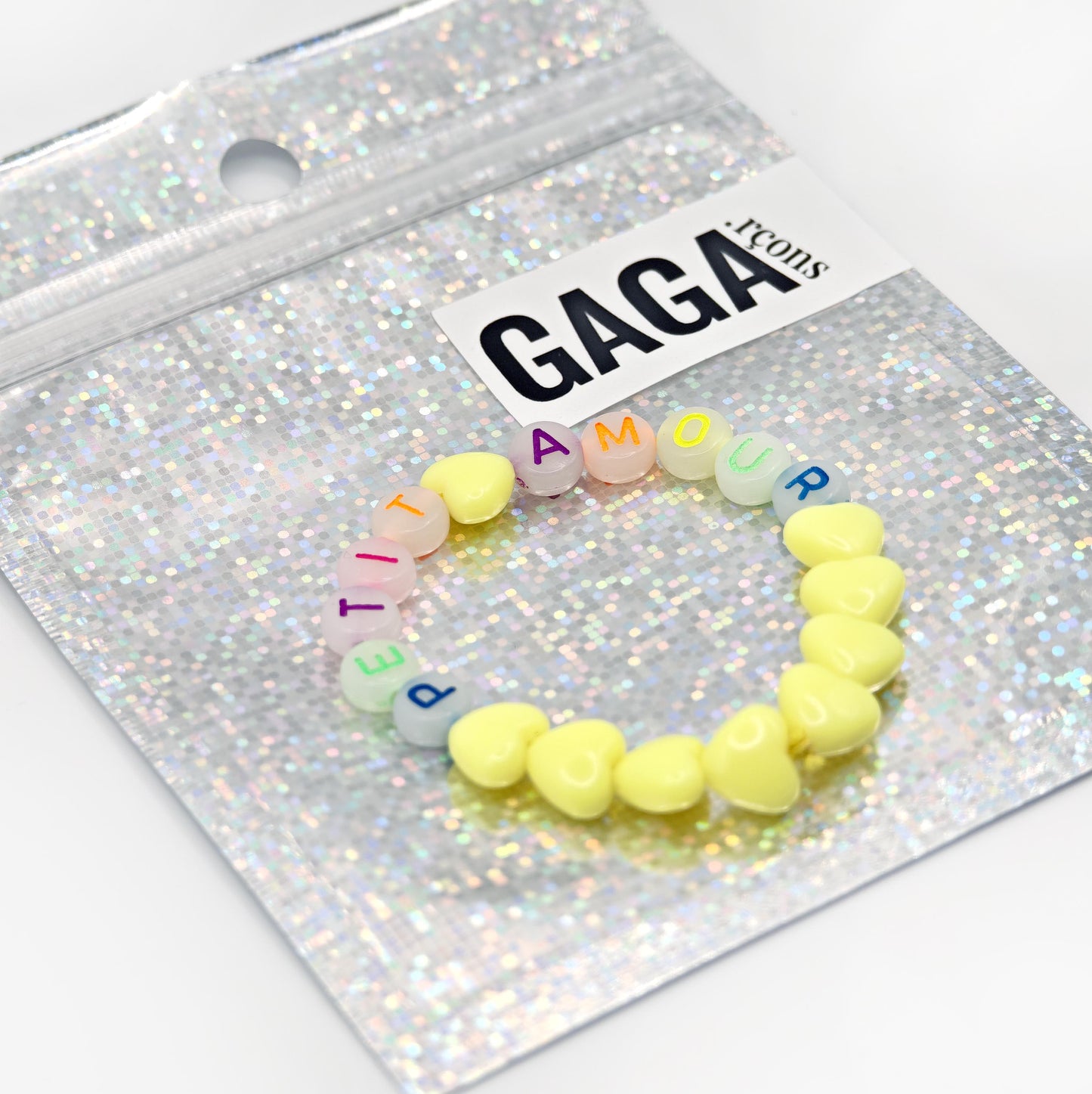 Bracelet GAGA - Jaune flashy & lettres phosphorescentes
