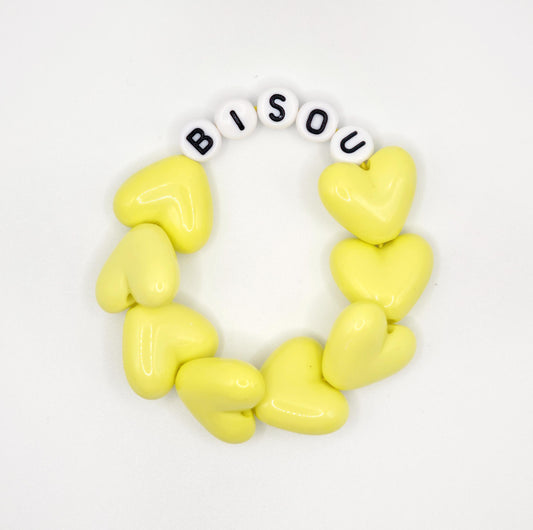 Bracelet GAGA - Maxi coeur Jaune flashy, Blanc & Noir