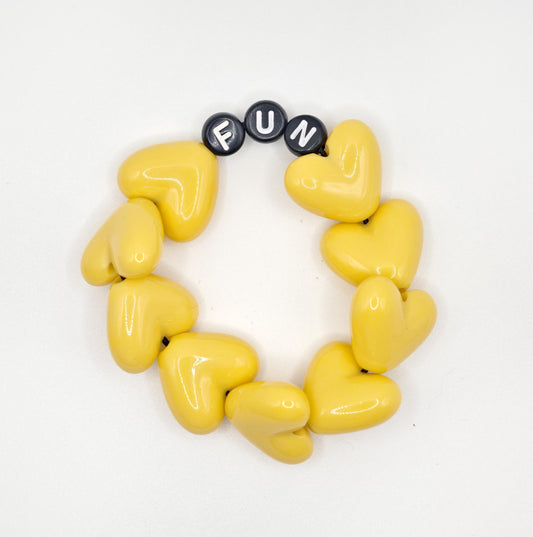Bracelet GAGA - Maxi coeur Jaune moutarde, Noir & Blanc
