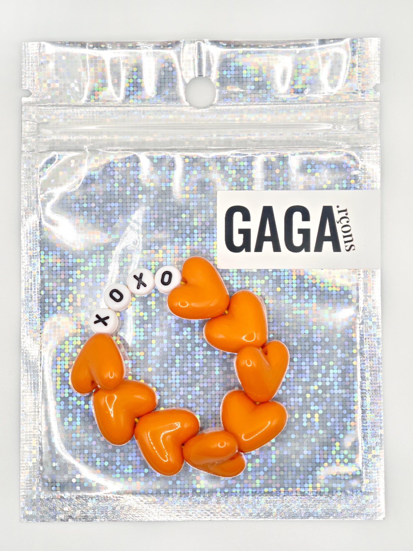 Bracelet GAGA - Maxi coeur Orange, Blanc & Noir