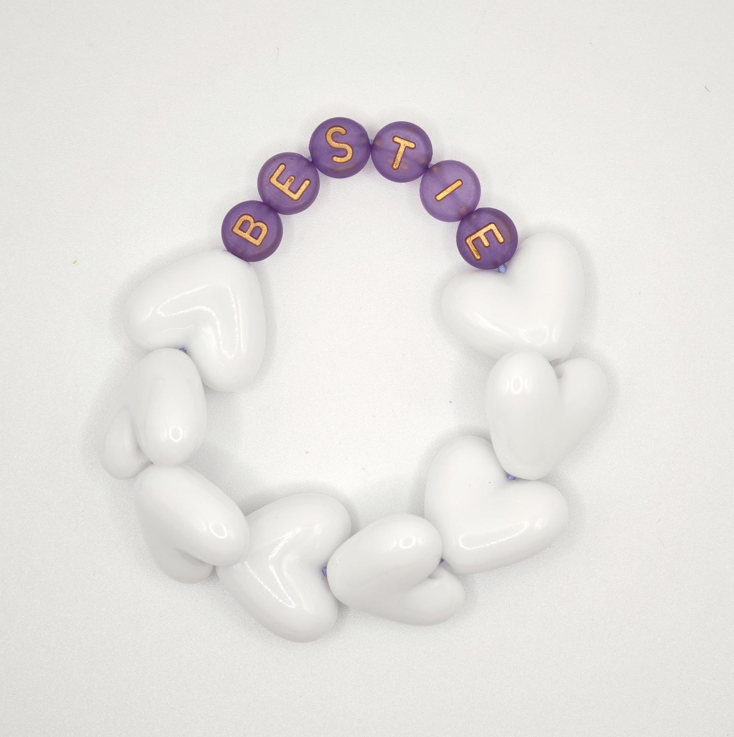 Bracelet GAGA - Maxi coeur Blanc, Violet & Doré