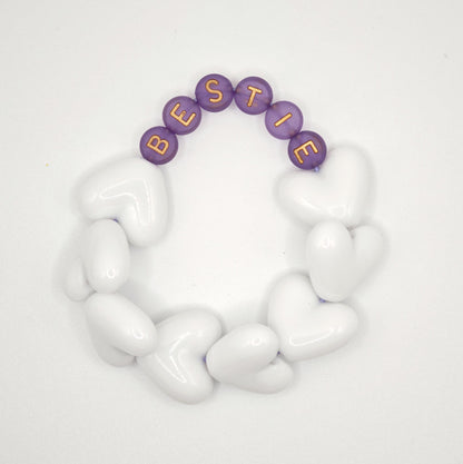 Bracelet GAGA - Maxi coeur Blanc, Violet & Doré