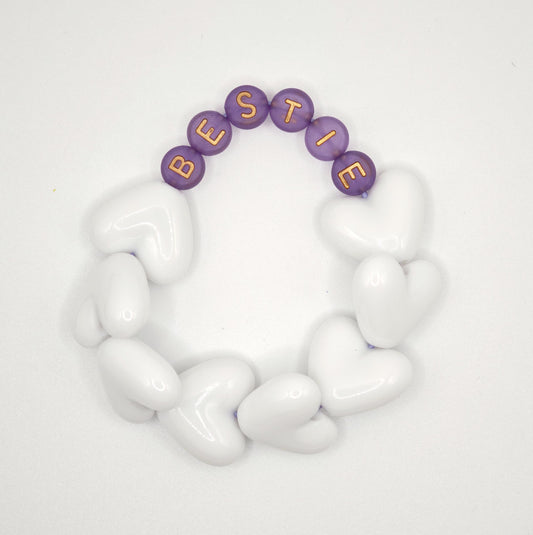 Bracelet GAGA - Maxi coeur Blanc, Violet & Doré