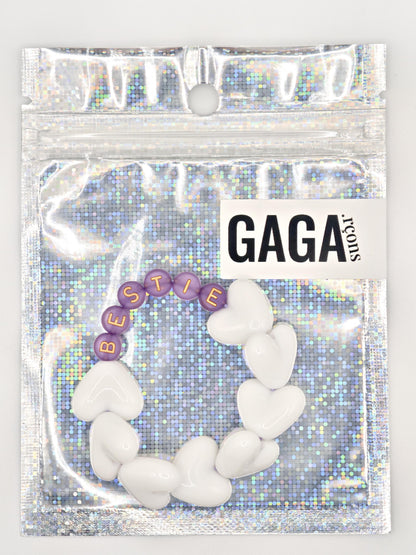 Bracelet GAGA - Maxi coeur Blanc, Violet & Doré