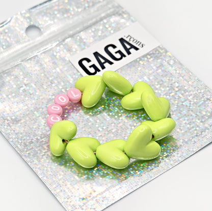 Bracelet GAGA - Maxi coeur Vert acidulé & Lait fraise