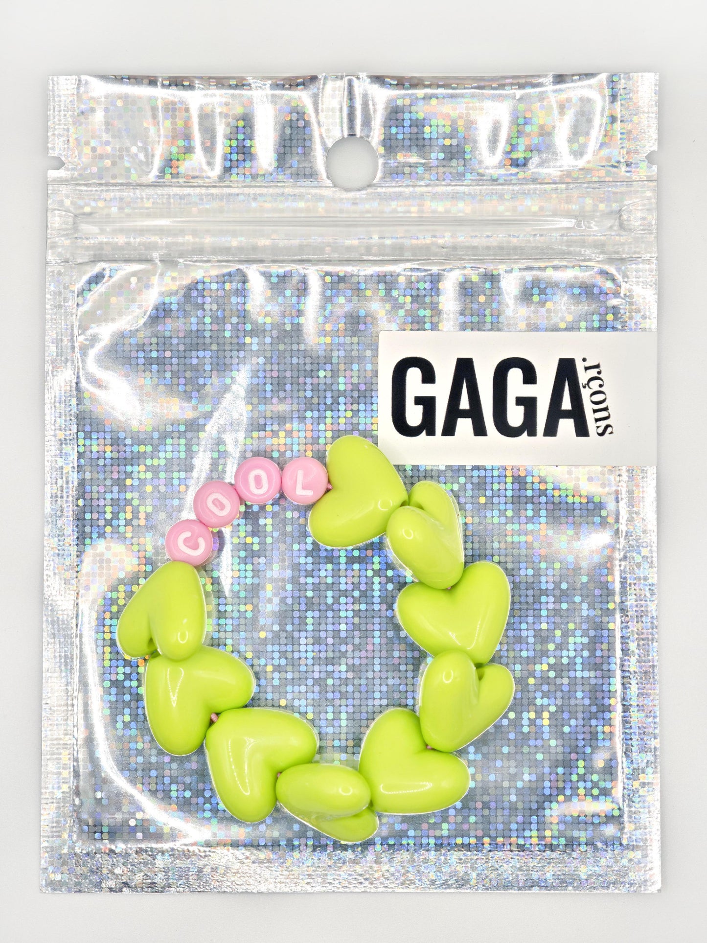 Bracelet GAGA - Maxi coeur Vert acidulé & Lait fraise