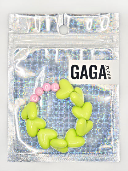 Bracelet GAGA - Maxi coeur Vert acidulé & Lait fraise