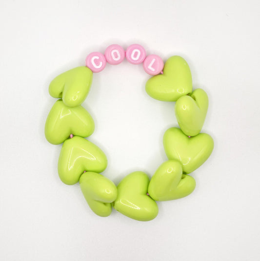 Bracelet GAGA - Maxi coeur Vert acidulé & Lait fraise