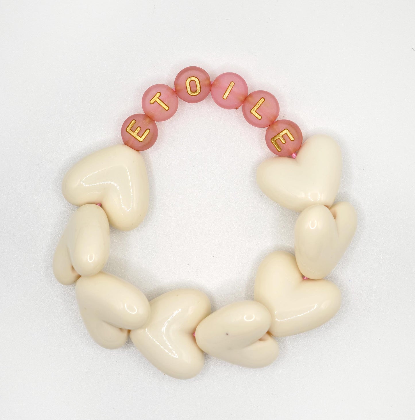 Bracelet GAGA - Maxi coeur beige & Terracotta doré