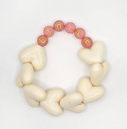 Bracelet GAGA - Maxi coeur beige & Terracotta doré