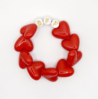 Bracelet GAGA - Maxi coeur Rouge & Blanc doré