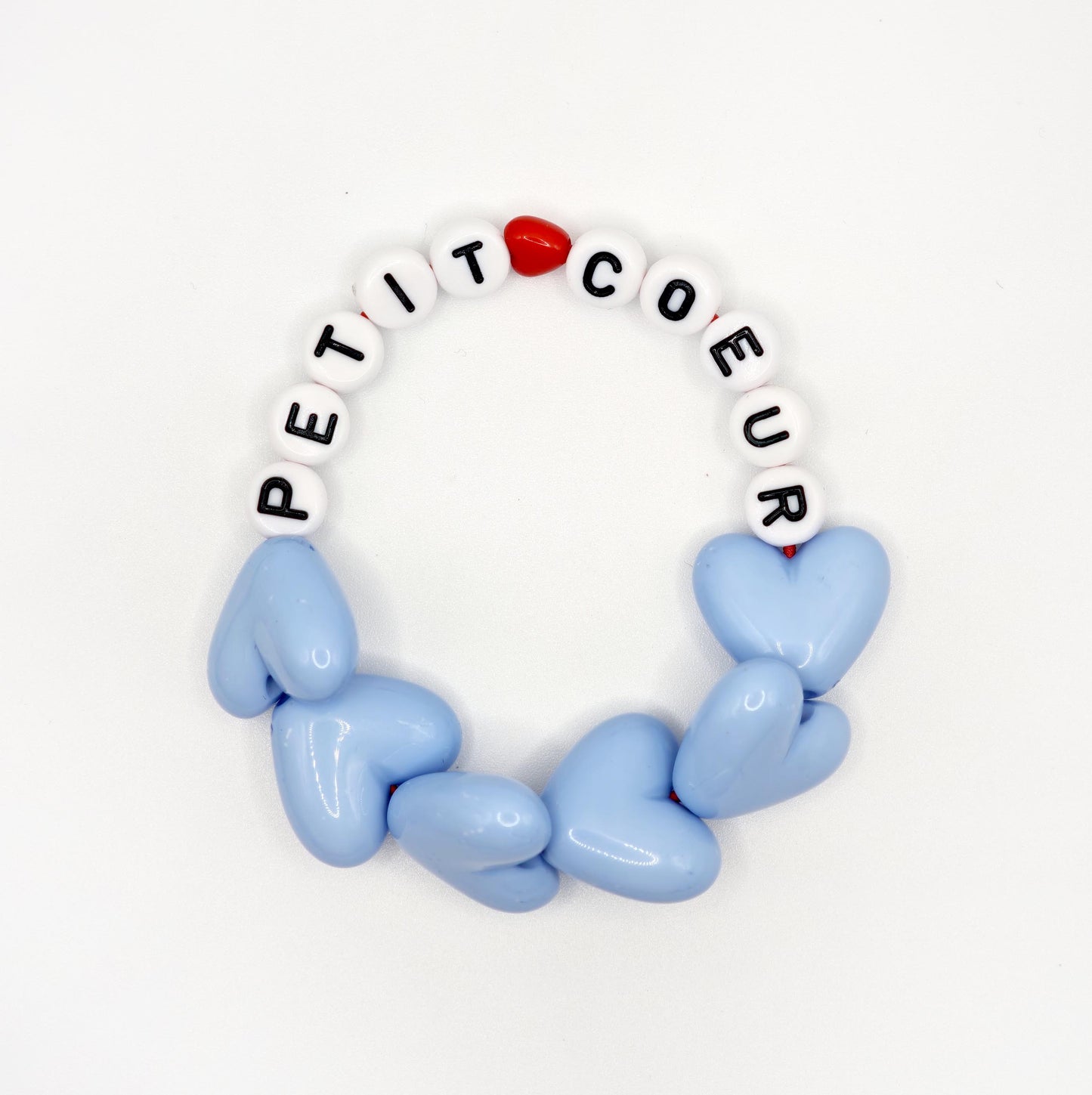 Bracelet GAGA - Maxi coeur Bleu ciel & Blanc