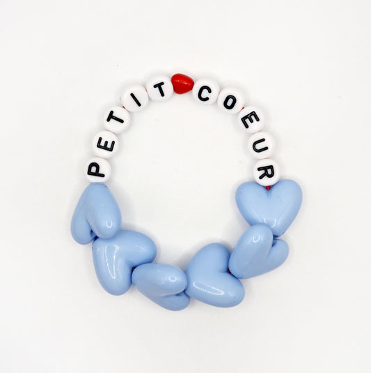 Bracelet GAGA - Maxi coeur Bleu ciel & Blanc