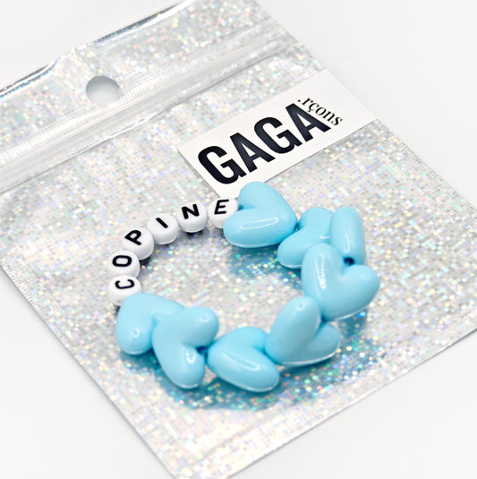 Bracelet GAGA - Maxi coeur Bleu turquoise & Blanc doré