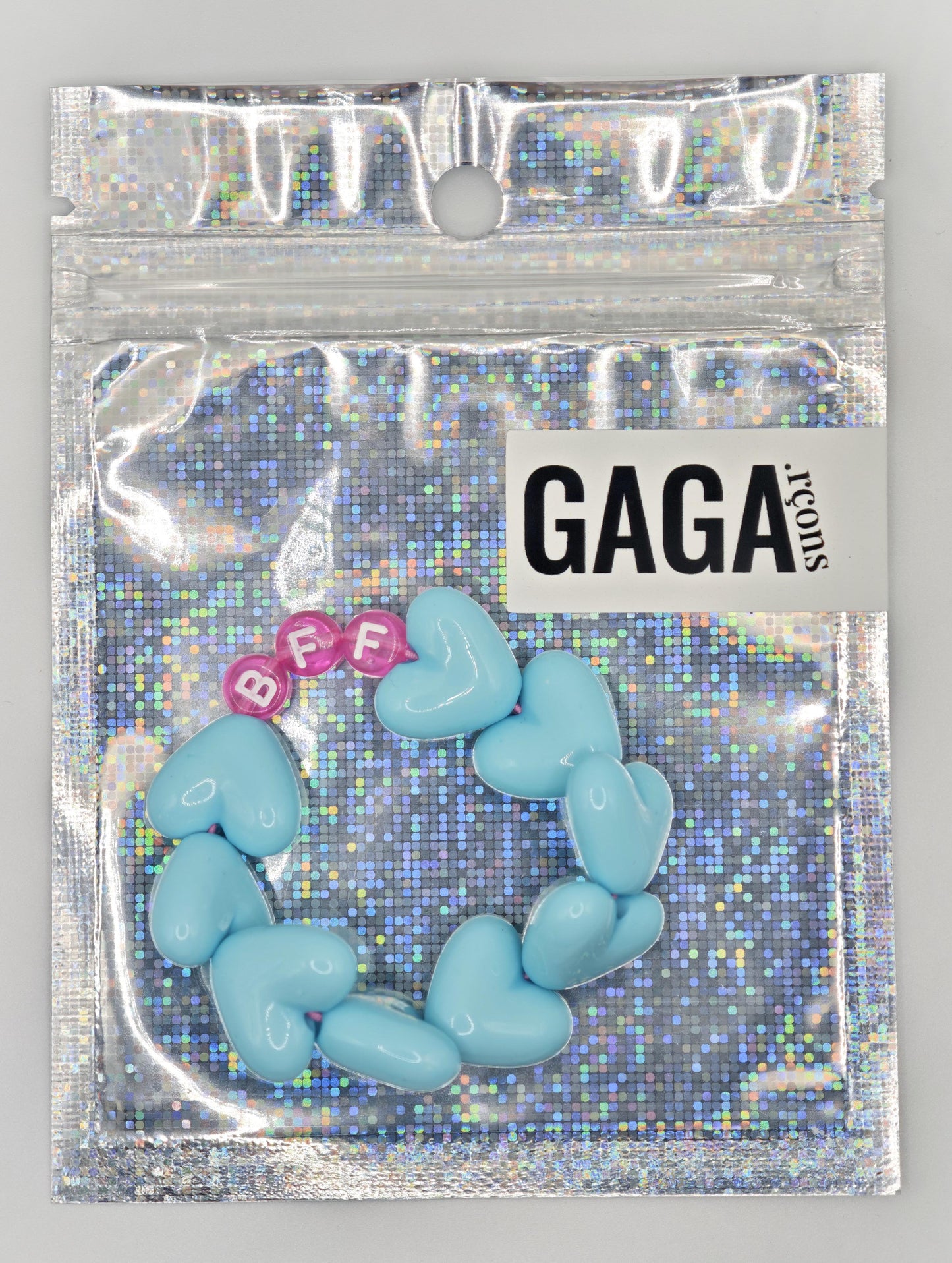 Bracelet GAGA - Maxi coeur Bleu turquoise & Rose flashy
