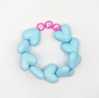 Bracelet GAGA - Maxi coeur Bleu turquoise & Rose flashy