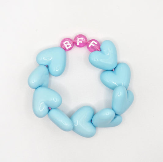Bracelet GAGA - Maxi coeur Bleu turquoise & Rose flashy