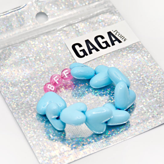 Bracelet GAGA - Maxi coeur Bleu turquoise & Rose flashy