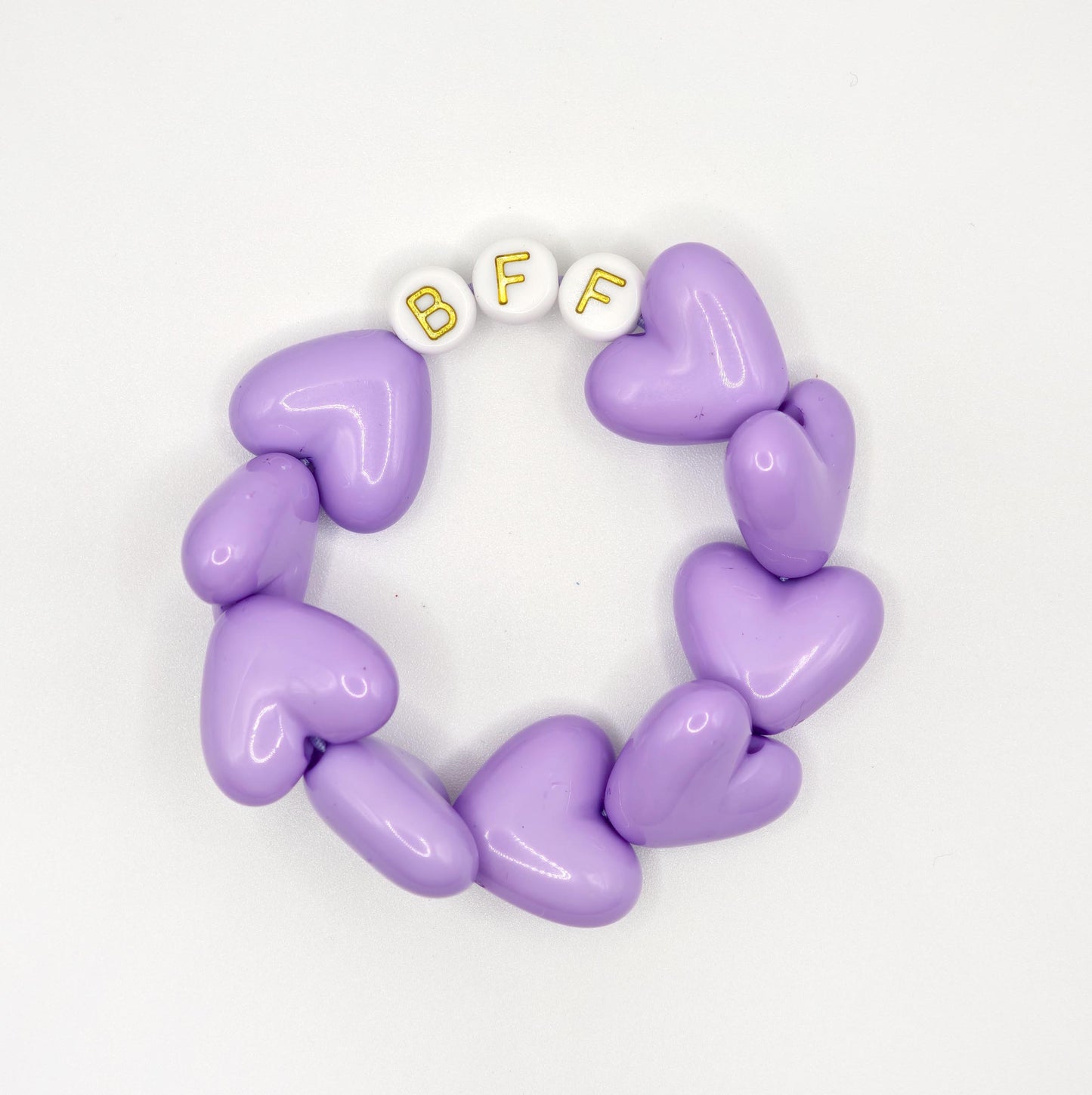 Bracelet GAGA - Maxi coeur Lila & Blanc doré