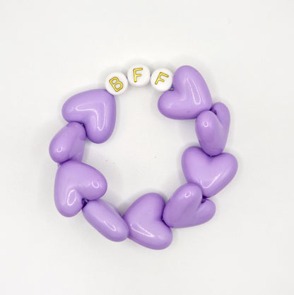 Bracelet GAGA - Maxi coeur Lila & Blanc doré