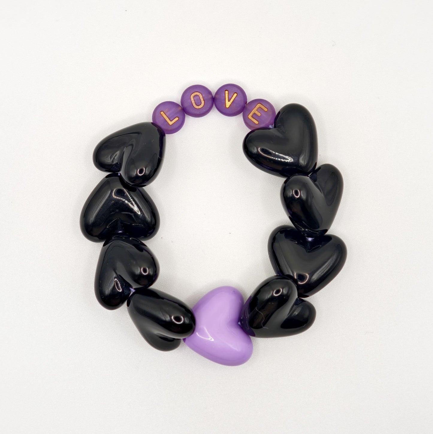 Bracelet GAGA - Maxi coeur Noir & Violet doré