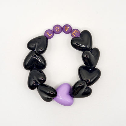 Bracelet GAGA - Maxi coeur Noir & Violet doré