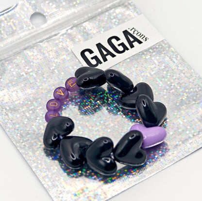 Bracelet GAGA - Maxi coeur Noir & Violet doré