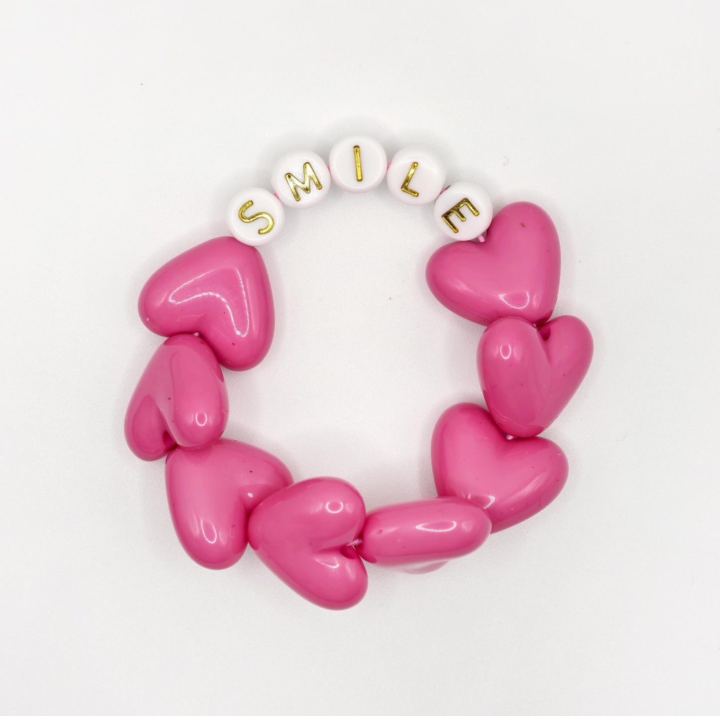 Bracelet GAGA - Maxi coeur Fuchsia & Blanc doré