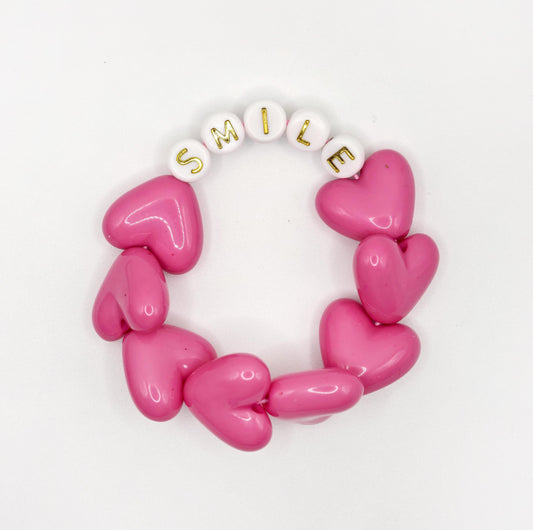 Bracelet GAGA - Maxi coeur Fuchsia & Blanc doré