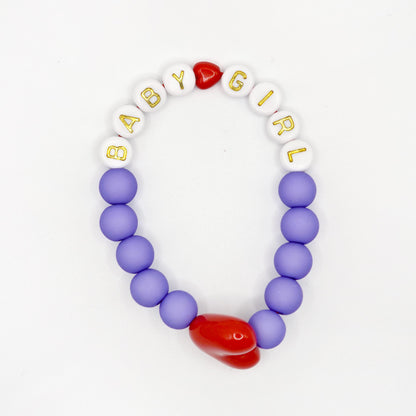 Bracelet GAGA - Violet, Blanc doré  & Maxi coeur Rouge
